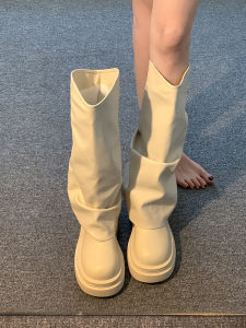 Jia Bu Jia Womens Long Boots Autumn New Style British Style Thick Bottom Skirt Matching Boots High Tube Fashion Boots