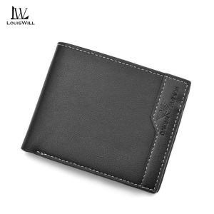 LouisWill Men Short Wallet Fashion PU Leather Business Casual Wallets Soft Leather Purse Travel Purses Coin Pouch ID Credit Cards Holders