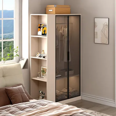 Bedside Space-Saving Wardrobe With Nightstand For Kids