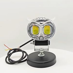 Lampu Led Motor Depan Burung Hantu 2 warna 5 mode High Low Putih Kuning+Merah gb biru dazzled 12-24 Volt Super Terang/Owl Putih Kuning Jauh Dekat Lampu tembak
