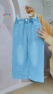 Loose Denim Pants for Girls 3-12Y Cute Frayed Star Design Baggy Maong Party Pants for Kids