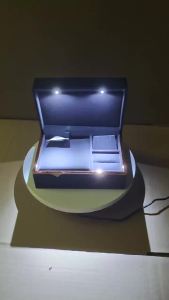 Hộp Quà Cưới Đèn LED Hộp Đựng Trang Sức Bộ Hộp Quà Tặng Kèm Giá Đỡ Trưng Bày Vòng Tay Nhẫn Dây Chuyền Chất Liệu Vải Flannel Mút Xốp