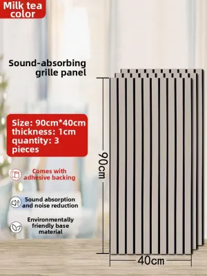 Zhiba Wall Covering | Self-Adhesive 3D Polyester Fiber Acoustic Panel Wood Grid TV Background Wall Sticker