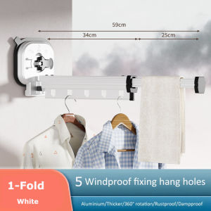 Folding Clothes Hanger Indoor Retractable Cloth Drying Rack Space Saving Home Laundry Clothesline Wall Mount Clothing Rack