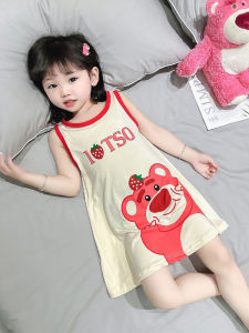 Girls Summer Sleepwear Baby Doll Dress Modal Thin Sleeveless Vest Home Skirt Childrens Cute Princess Clothes Kids Home Suit