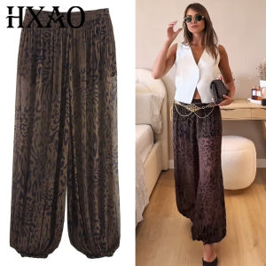 HXAO 2025 Womens Pants Animal Print Wide Pants Autumn Ladies Vintage Baggy Lantern Trousers Y2K Pleated Oversize Wide Leg Pants