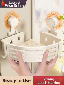 Suction Mount Corner Basket Shelf Bathroom Storage Rack