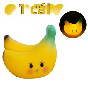 Bandai | Đèn Ngủ LED Silicon Hình Trái Cây Dễ Thương (dâu Tây Chuối Đào) Ánh Sáng Dịu Nhẹ Tạo Không Khí Phòng Ngủ Món Quà Lý Tưởng Giáng Sinh Sinh Nhật Cho Mọi Lứa Tuổi