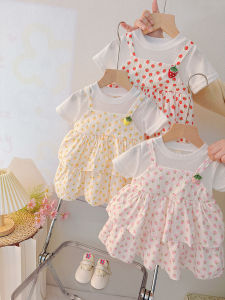 Summer Cotton Dress for Girls Baby Toddler Princess Style Short Sleeve A-Line Skirt Breathable Comfortable Pure Cotton Dress