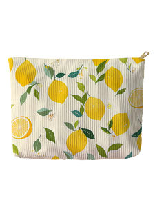 Minimally designed floral printed corduroy zipper makeup bag lightweight and multifunctional cosmetic storage bag