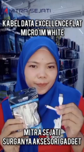 EXCELLENCE Kabel Data Flat Micro 1M Putih Original High Quality
