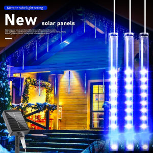 Solar Meteor Shower String Lights Outdoor Indoor Waterproof Hanging LED Decoration Lights for Tree Party Garden Holiday Lighting