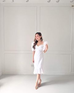 Hannah Modern Filipiniana Midi Dress Puffed Sleeves | Midi Length | For Casual to Semi-Formal Occasions Fits Small to 2XL | Available in Light to Dark Colors