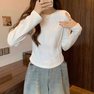 เสื้อเชิ้ตคอตั้งสองด้านเดอร์โมนิคสำหรับผู้หญิง ฤดูใบไม้ร่วง/ฤดูหนาว เสื้อชั้นในแบบมีฮู้ด ทรงเข้ารูป แขนยาว เสื้อผ้าทำงานสไตล์เกาหลี