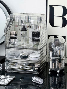 Acrylic Cosmetic Storage Box Desktop Transparent Dustproof Makeup Organizer Lipstick Rack Rectangular Plastic Storage Box