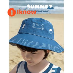 I know 2025 Summer New Style Boys Reversible Sun Protection Bucket Hat - Cool Breathable and Fashionable for Kids