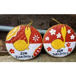 Tampah Lukis Free Custom Tulisan - Tampah Anyaman Bambu Lukis