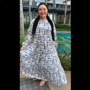 Plus Size (XL-4XL) Silk Soft Crepe Abstract Layer Dress Muslimah (30090-7)