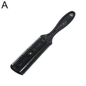 Hair Cutting Comb with Razor Blades Dual Side Hair Trimmer for Bangs Thinning Haircut Tool Portable Home Barber Styling Brush