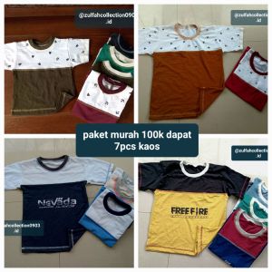 kaos anak distro paket usaha murah 100k dapat 7 pcs fashion cewe cowo