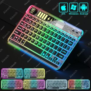 Bàn Phím Bluetooth Không Dây Cho Điện Thoại Máy Tính Bảng Hàn Quốc Nga Pháp Ả Rập Tương Thích Với iPad Android - Thiết Kế Trong Suốt