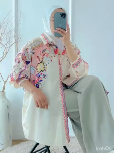 SJM KEMEJA LUXURY MOTIF BUNGA IMPORT BKK SATIN SILK TAG FASHION KANCING PREMIUM