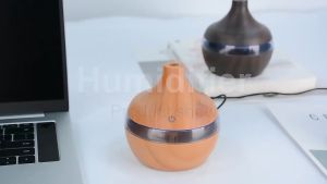 300ml mute wood grain diffuser humidifier with essential oil aromatherapy LED for inside car home