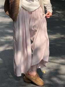 V.C.I | Pink Linen Cotton Culottes Womens Skirt Pants Summer Loose Casual