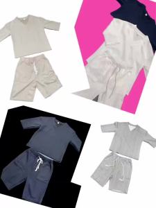 2024 Summer Casual Shorts Set Knitted Two Piece Mens Clothing V-Neck Short Sleeve T-shirt and Shorts Streetwear Knit Outfits
