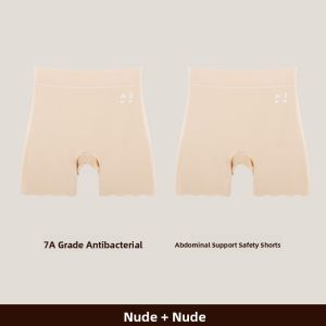 Miiow | Maternity Safety Pants Women High Waist Belly Support Ice Silk Seamless Large Size Underwear Two-In-One Invisible Briefs