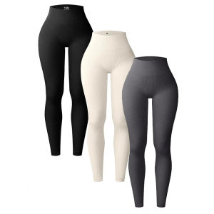 Womens seamless knitted thread yoga pants high waisted sports leggings hip lifting running training slimming and fashionable