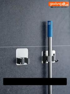 Móc kẹp cán chổi Inox 304 Cao Cấp Dán Tường Có Móc Treo Đồ Đa Năng