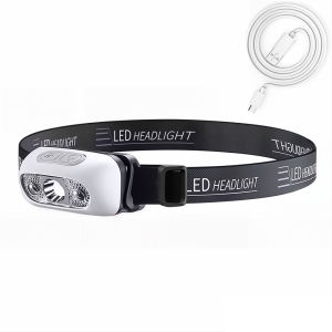 Strong Light Headlamp Portable LED Sensor Headlamp USB Rechargeable Head Flashlight Outdoor Camping Fishing Emergency Lantern