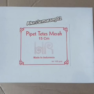 Pipet Tetes Merah 15cm Kaca Penghisap Karet 1 Box Isi 100pcs