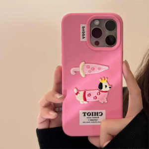 💯【เคสโทรศัพท์】 + Gratis Ongkir💯สุนัขไส้หรอกปักรองพื้นแต่งหน้าเหมาะสำหรับ iPhone 16 15 14 13 12 Pro Max การ์ตูนน่ารักใหม่เคสโทรศัพท์มือถือเฉพาะกลุ่มป้องกันการตกสำหรับผู้หญิงกรอบซิลิโคนนิ่ม