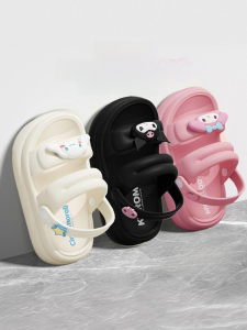 Adorable Childrens Sandals Summer Outdoor Wearable Girls Indoor Cute Cinnamon Dog Parent-Child Medium Large Baby Outdoor Slippers