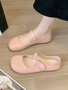 รองเท้า Mary Janes สำหรับผู้หญิง ทรงหัวมน นุ่ม ส้นแบน ทรงแฟชั่นสำหรับฤดูใบไม้ร่วง รองเท้าผ้าใบ ส้นแบน ทรงหัวมน สำหรับใส่ลำลอง