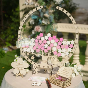 [Customized] Cherry blossom wedding guest book CHERRY BLOSSOM TREE Wedding Guest Book Alternative Custom wedding Wood Wedding drop box cherry blossoms