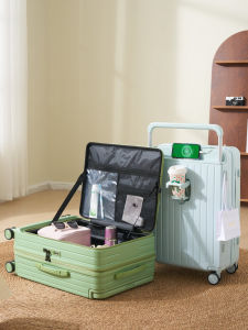 ผู้หญิง กระเป๋าเดินทางแบบชิ้นเดียวหูหิ้วด้านข้างเปิดปกกระเป๋าเดินทาง 20 นิ้วความจุขนาดใหญ่กระเป๋าขึ้นเครื่องมัลติฟังก์ชั่น