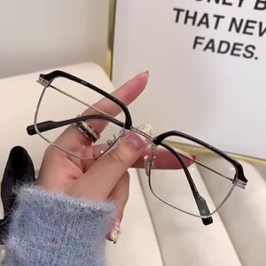 Sense of Design Graded Glasses for Farsighted Anti-blue Light Square Glasses Frame Mens High-end Metal Business Presbyopic