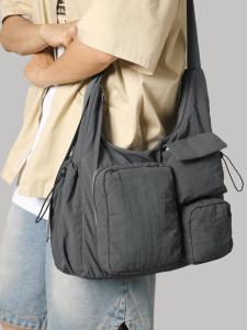 Retro Large Capacity Crossbody Bag Casual Multi-Pocket Mailman Bag Versatile Commuting Single Shoulder Bag Student Class Bag