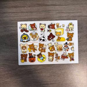 Bandai | Nhãn Dán Hình Gấu Siêu Dễ Thương Không Thấm Nước Biểu Cảm Đáng Yêu Để Trang Trí Cốc Nước
