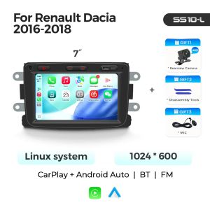 Linux System 7 Car Radio for Renault Dacia Sandero Stepway Logan Duster Captur 2016‑2018 Wireless CarPlay Android Auto Stereo