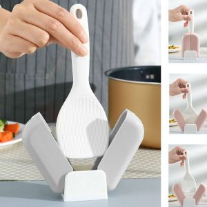 Centong Nasi 2in 1 Tempat Sendok Nasi Penutup Centong Nasi 2in 1