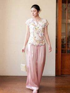 plusmall | Áo Thun Chiffon In Hoa Ombre Phong Cách Trung Quốc Mới