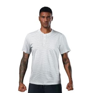 New Mens Printed Polo Henley Shirt 3 Buttons Placket Collarless Striped Golf Shirts Quick Dry Breathable Soft Casual Daily T Shirts