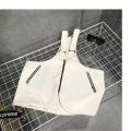 Street Style Single Shoulder Crossbody Workwear Hip Hop Vest Three-Way Bag Canvas Material Zipper Closure Pure Color. 
