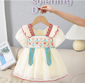 Baby Han Dynasty Summer Dress Chinese Style Jumpsuit Baby Girl First Month Old 100 Days Old Birthday Party Princess Dress Thin Dress