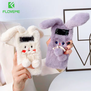 FLOVEME Cute Funny Fur Fluffy Phone Case For Samsung Galaxy Z Flip 4 Flip 3 5G Girls Soft Plush Shockproof Back Cover For Galaxy Z Flip 4 Flip 3