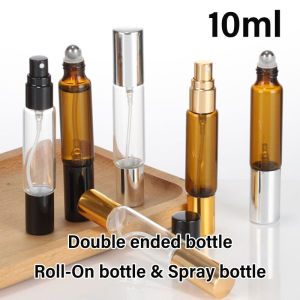 ขวดสเปรย์โรลออนหัวคู่10มล. 2อิน1ขวดน้ำหอมทรงกระบอกแบบแยกขวดน้ำมันหอมระเหยใสใส่เครื่องสำอางได้สะดวกสวนในขวดแก้ว